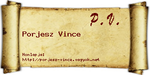 Porjesz Vince névjegykártya